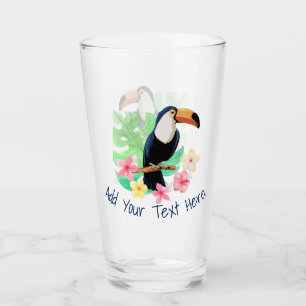 Verre Toucan Avec Fleurs Tropicales