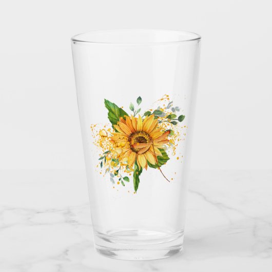 Verre Tournesol et libellule éclaboussure automne (Devant)