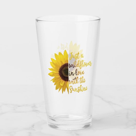 Verre Tournesol "Juste une fleur sauvage amoureuse..." (Devant)