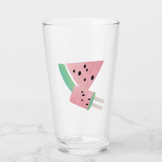 Verre Tranche de pastèque d'été à l'aquarelle et pop (Devant)
