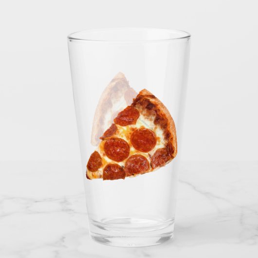 Verre Tranche de pizza pepperoni classique de SlipperyJo (Devant)