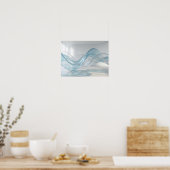 Verre transparent bleu Vagues Art mural abstrait (Cuisine)