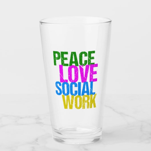 Verre Travail social d'amour de paix (Devant)