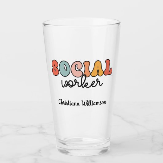 Verre Travailleur social rétro personnalisé (Devant)