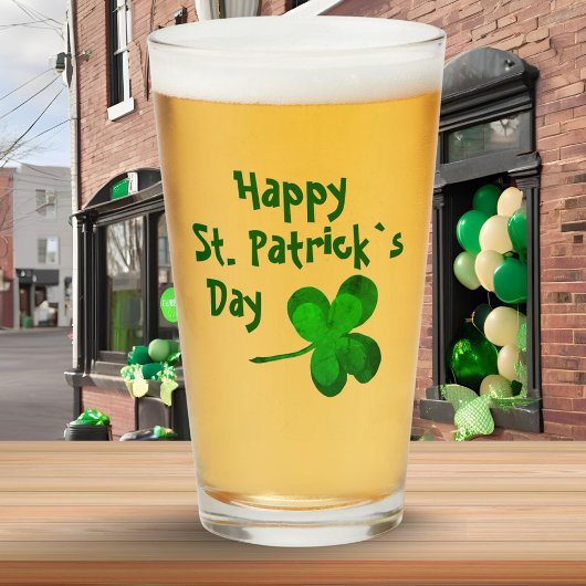 Verre Trèfle vert irlandais Joyeuse St. Patrick