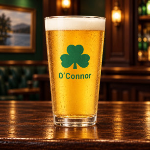 Verre Trèfle vert irlandais Nom de famille personnalisé
