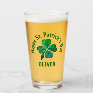 Verre Trèfle Vert Shamrock St. Patrick`s Day