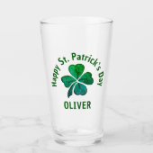 Verre Trèfle Vert Shamrock St. Patrick`s Day (Devant)