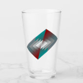 Verre Triangles gris turquoise sur bordeaux (Devant)