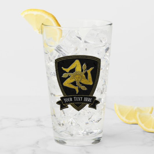Verre Trinacria sicilien votre texte (Devant glace)