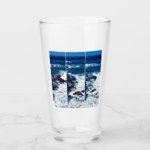 Verre Triptyque De Vagues De Crashage Sur Roches
