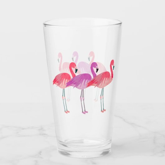 Verre Trois Flamants roses colorés (Devant)