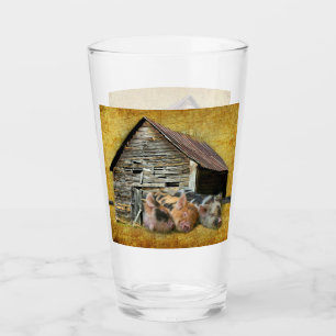 Verre Trois Petits Cochons À La Grange Rustique Snoozing