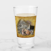 Verre Trois Petits Cochons À La Grange Rustique Snoozing (Dos)