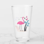 Verre Tropical Cute drôle d'aquarelle flamingo (Devant)