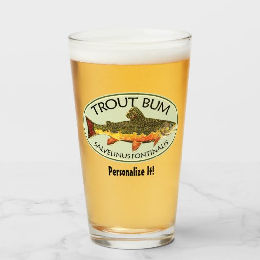 Verre TROUT humoristique BUM Fly Fishing Angler (Devant (rempli))