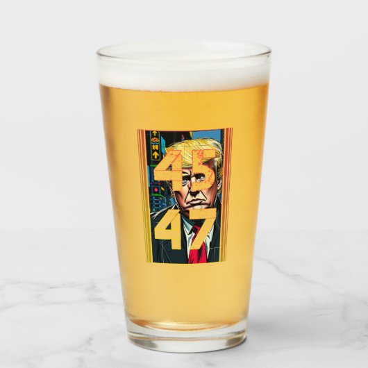 Verre Trump 45 47 Portrait Pop Art (Devant (rempli))