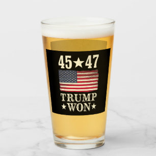Verre Trump a gagné 2024 45 47e président drapeau États-