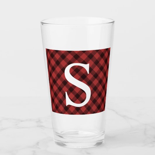 Verre Tumber de monogramme de plaid de Buffalo (Devant)