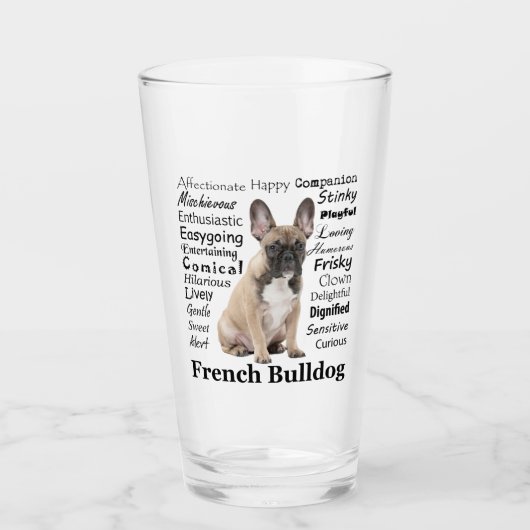 Verre Tumbler Frenchie Traits (Devant)