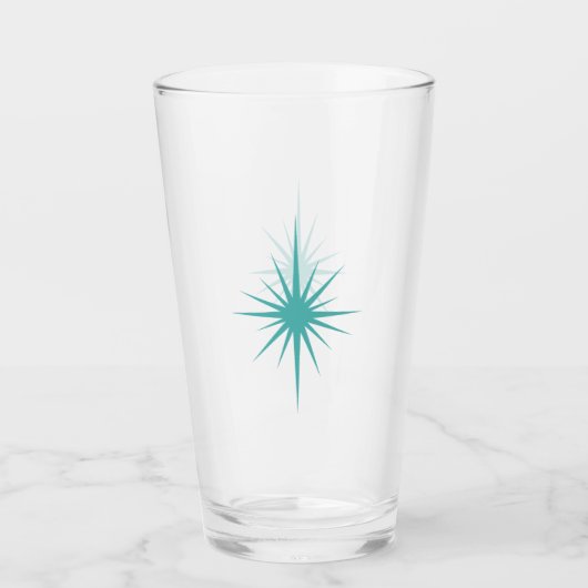 Verre Turquoise Atomique Starburst Retro Moyen-siècle (Devant)