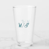 Verre Turquoise monogramme nom de couple de mariage simp (Dos)