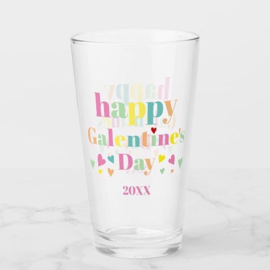 Verre Typographie colorée Joyeuse Galentines Day (Devant)