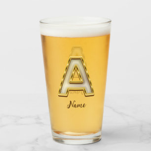 Verre Typographie originale A Monogram Gold