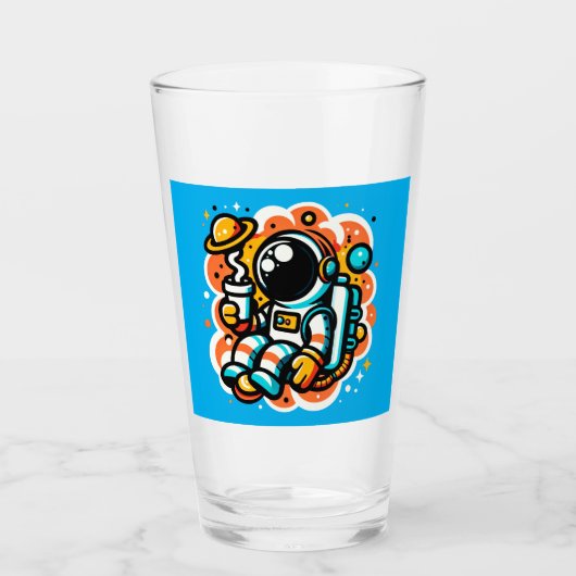 Verre Un astronaute boit du café - Caféine spatiale (Devant)