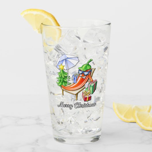 Verre Un bon Noël chili sous le soleil et l'arbre (Devant glace)