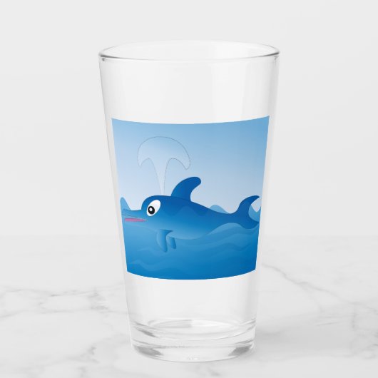 Verre Un dauphin bleu (Devant)