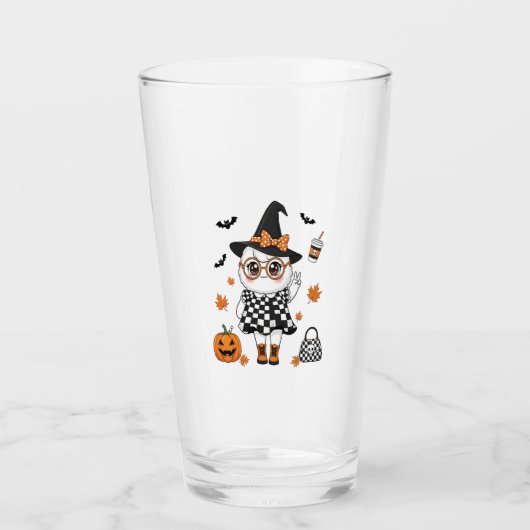 Verre Un joli fantôme d'Halloween (Devant)