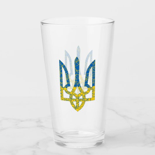 Verre Un trident ukrainien texturé drapeau d'Ukraine cou (Devant)