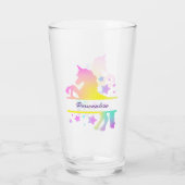 Verre Unicorn Rainbow Colours Stars Personnalisés (Dos)