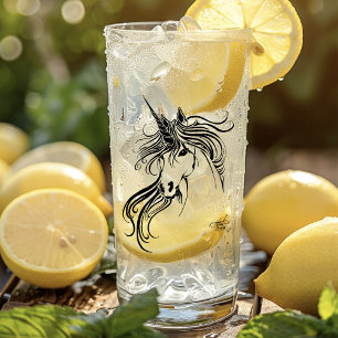 Verre Unicorne d'encre noire tribale