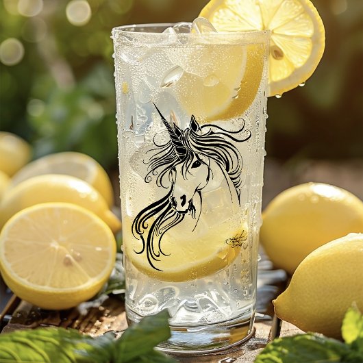 Verre Unicorne d'encre noire tribale