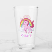 Verre Unicorne rose arc-en-ciel Nom personnalisé (Devant)