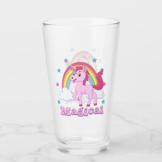 Verre Unicorne rose magique Arc-en-ciel (Devant)