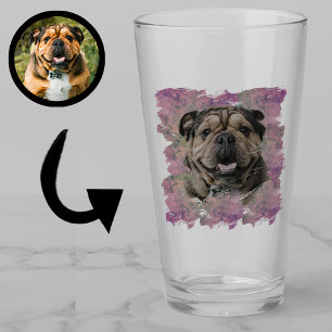 Verre Unique Grunge Pink Lilac Bulldog Amoureux des chie
