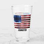 Verre USA flag rouge blanc bleu étincelles bling Nom per (Devant)