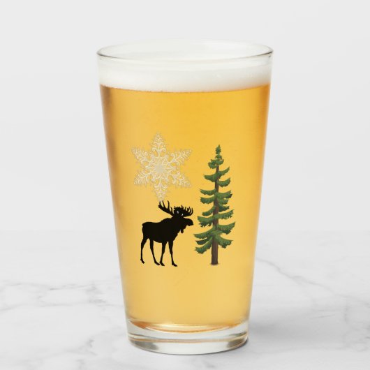 Verre Vacances d'hiver rustiques Élan Flocon de neige Pi (Devant (rempli))
