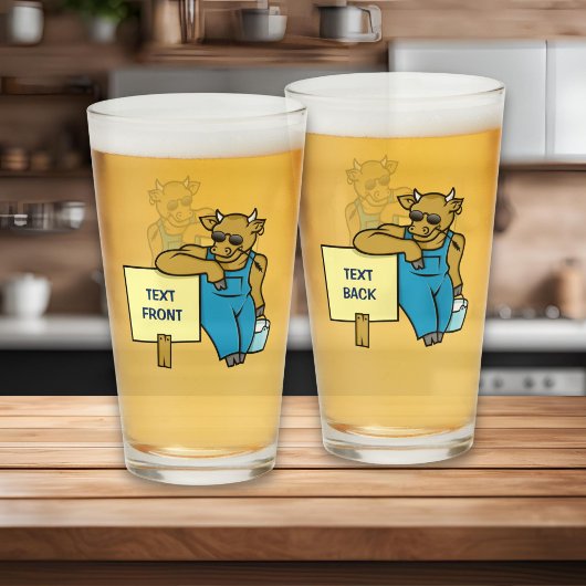 Verre Vache avec Panneau