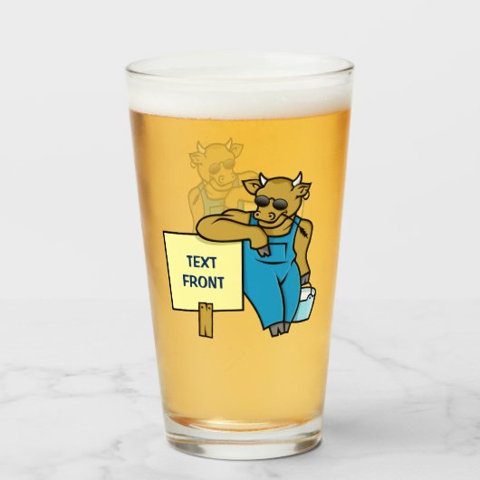 Verre Vache avec signe (Devant (rempli))