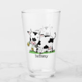 Verre Vache mignonne en vert dessin animé sur le terrain (Devant)
