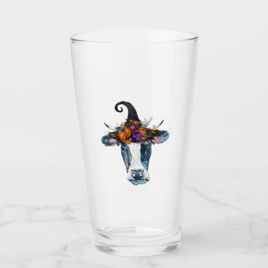 Verre Vache noire blanche sorcière d'Halloween (Devant)