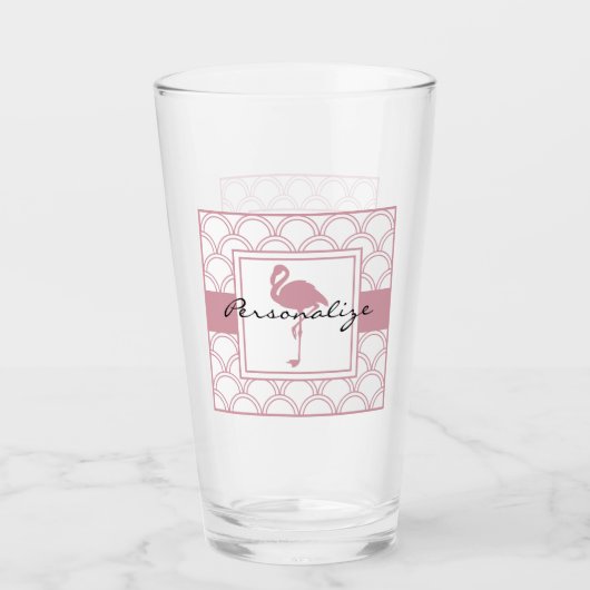 Verre Vague Art Déco Flamant Rose (Devant)