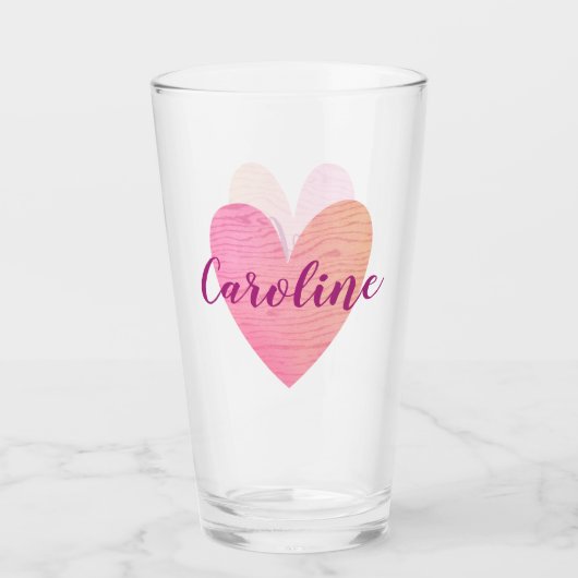 Verre Valentine Coeur rose (Devant)