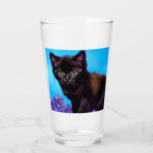 Verre Van Gogh Chat et fleurs (Devant)