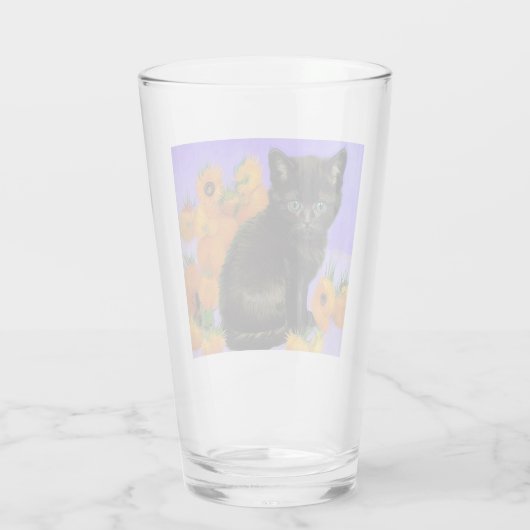 Verre Van Gogh Kitten noir avec des tournesols (Dos)