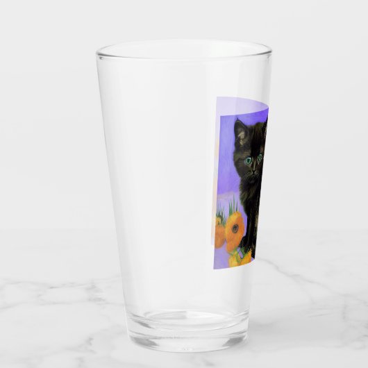 Verre Van Gogh Kitten noir avec des tournesols (Droite)